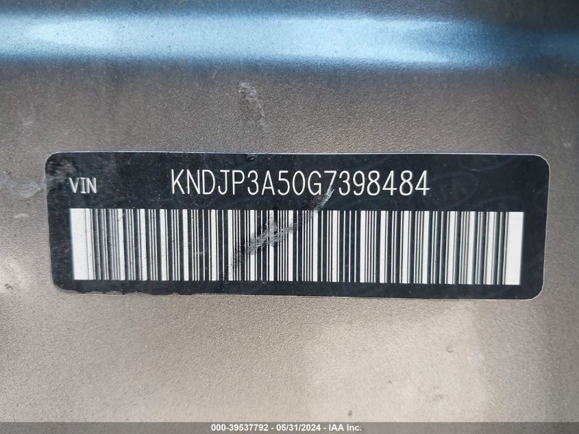 2016 Kia Soul + VIN: KNDJP3A50G7398484 Lot: 39537792