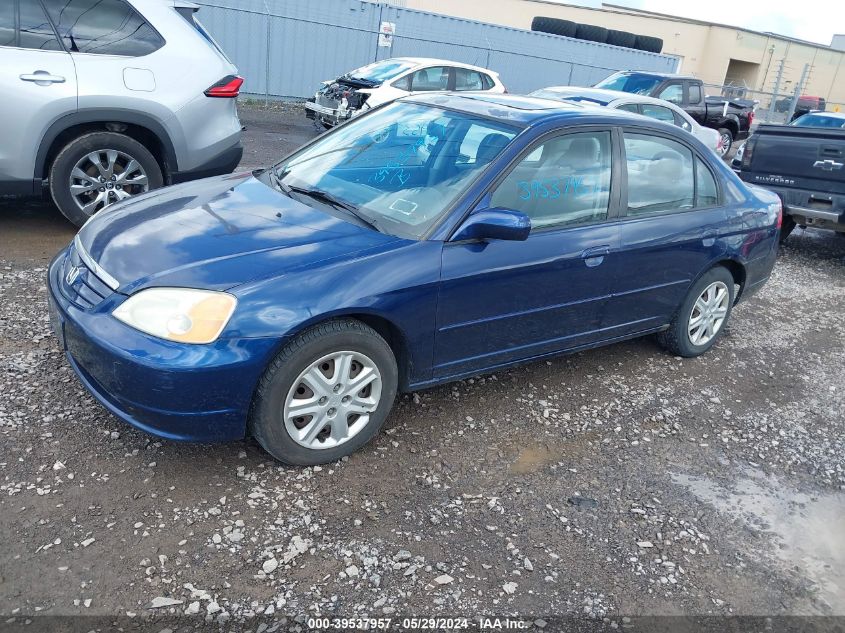 2003 Honda Civic Ex VIN: 2HGES26743H555244 Lot: 39537957