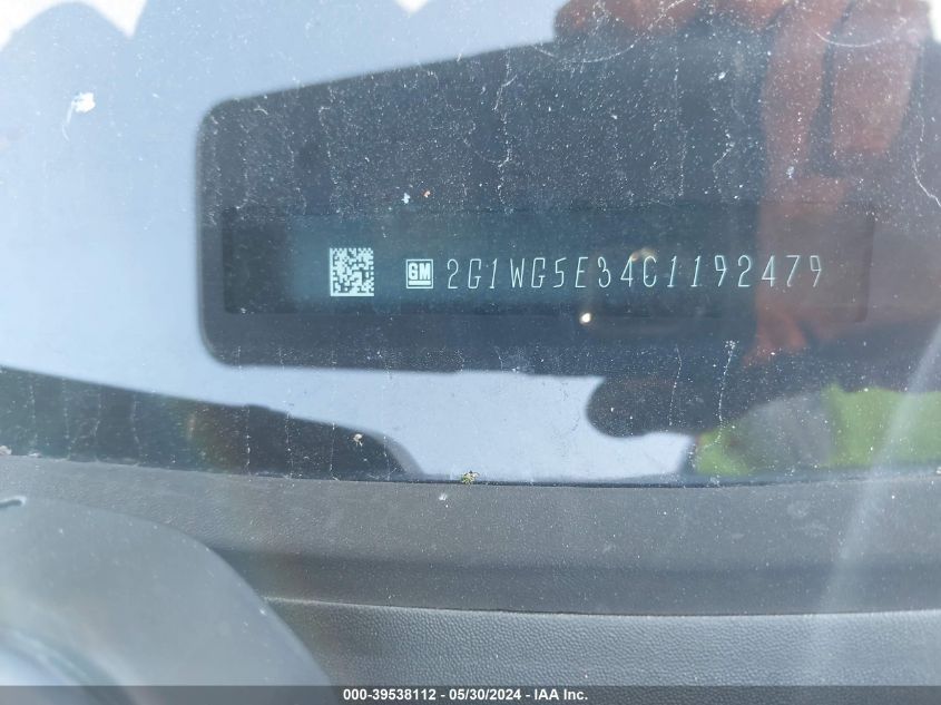2012 Chevrolet Impala Lt VIN: 2G1WG5E34C1192479 Lot: 39538112