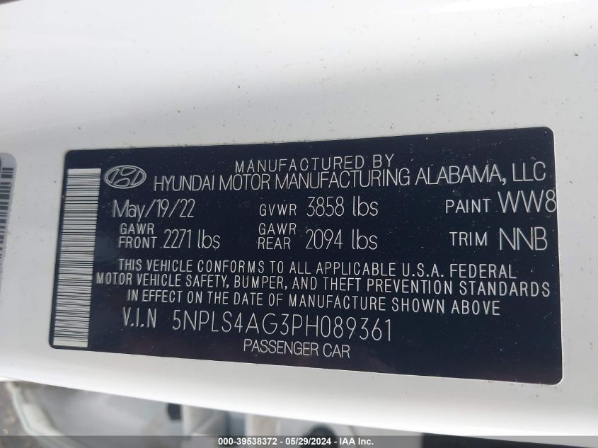 5NPLS4AG3PH089361 | 2023 HYUNDAI ELANTRA