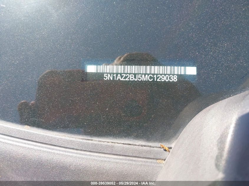2021 Nissan Murano Sv Fwd VIN: 5N1AZ2BJ5MC129038 Lot: 39539052