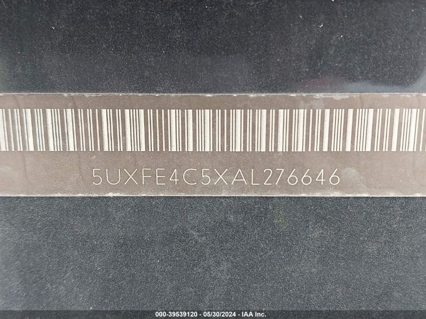 2010 BMW X5 xDrive30I VIN: 5UXFE4C5XAL276646 Lot: 39539120