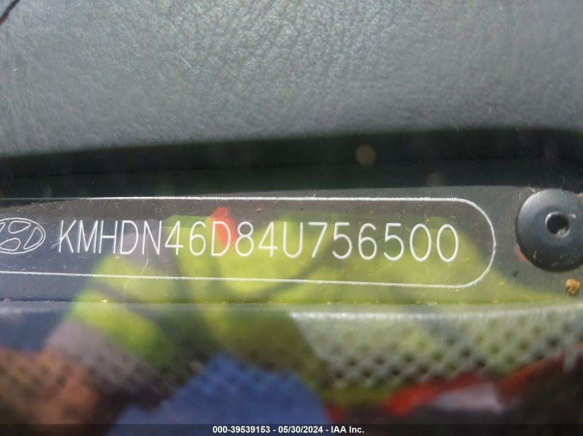 2004 Hyundai Elantra Gls/Gt VIN: KMHDN46D84U756500 Lot: 39539153