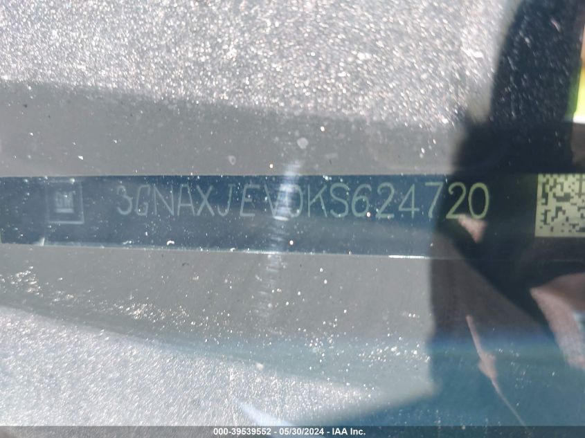 2019 Chevrolet Equinox Lt VIN: 3GNAXJEV0KS624720 Lot: 39539552