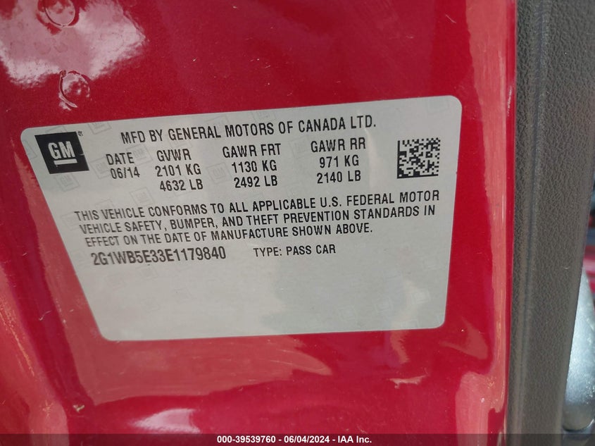 2014 CHEVROLET IMPALA LIMITED LT - 2G1WB5E33E1179840