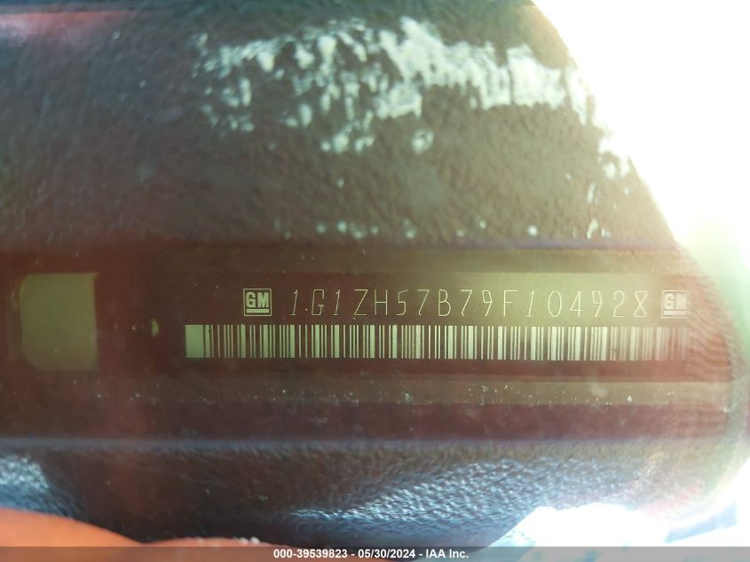 2009 Chevrolet Malibu Lt VIN: 1G1ZH57B79F104928 Lot: 39539823