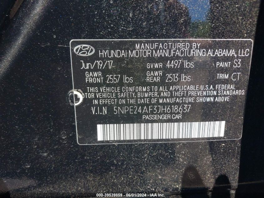 2018 HYUNDAI SONATA SE - 5NPE24AF3JH618637