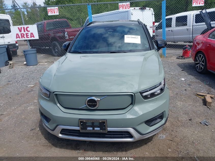 2022 Volvo Xc40 Recharge Pure Electric P8 Twin Ultimate VIN: YV4ED3UB5N2760649 Lot: 39540065