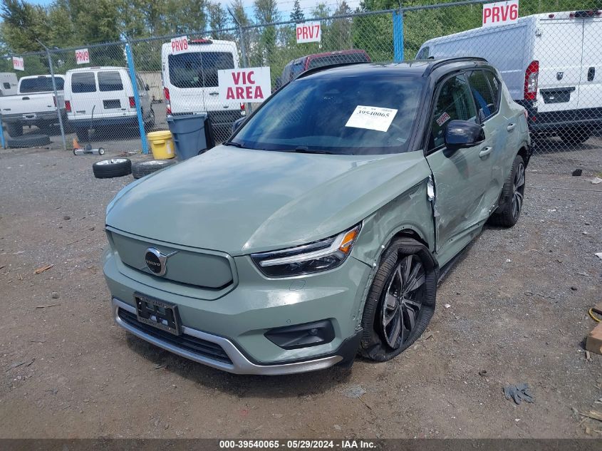 2022 Volvo Xc40 Recharge Pure Electric P8 Twin Ultimate VIN: YV4ED3UB5N2760649 Lot: 39540065