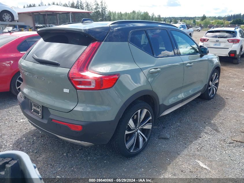 2022 Volvo Xc40 Recharge Pure Electric P8 Twin Ultimate VIN: YV4ED3UB5N2760649 Lot: 39540065