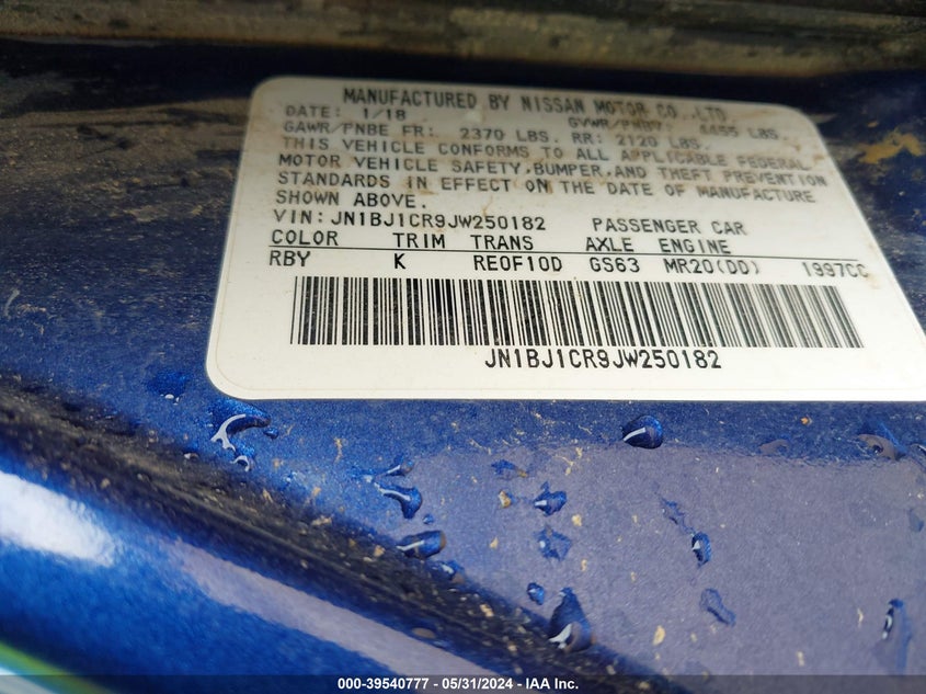 2018 Nissan Rogue Sport Sv VIN: JN1BJ1CR9JW250182 Lot: 39540777
