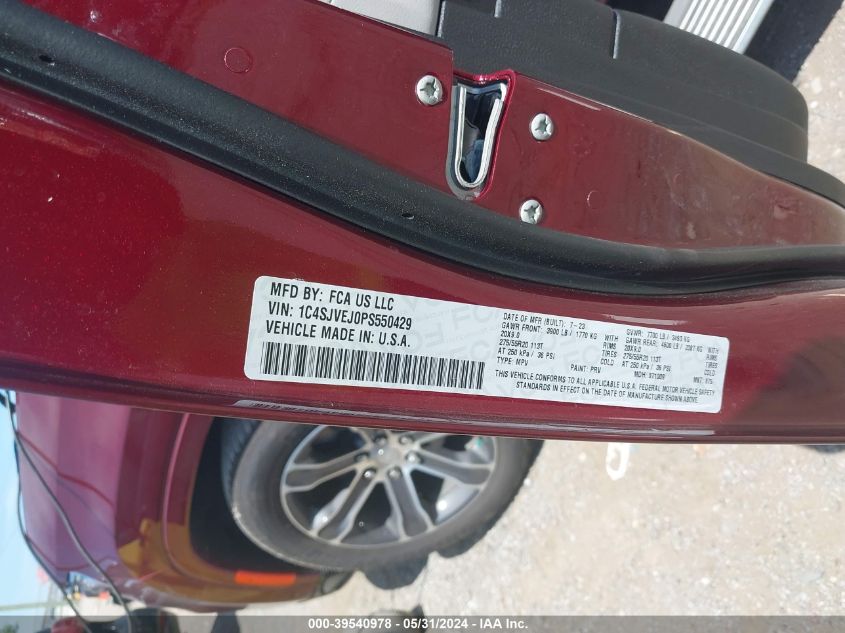 2023 Jeep Grand Wagoneer 4X4 VIN: 1C4SJVEJ0PS550429 Lot: 39540978