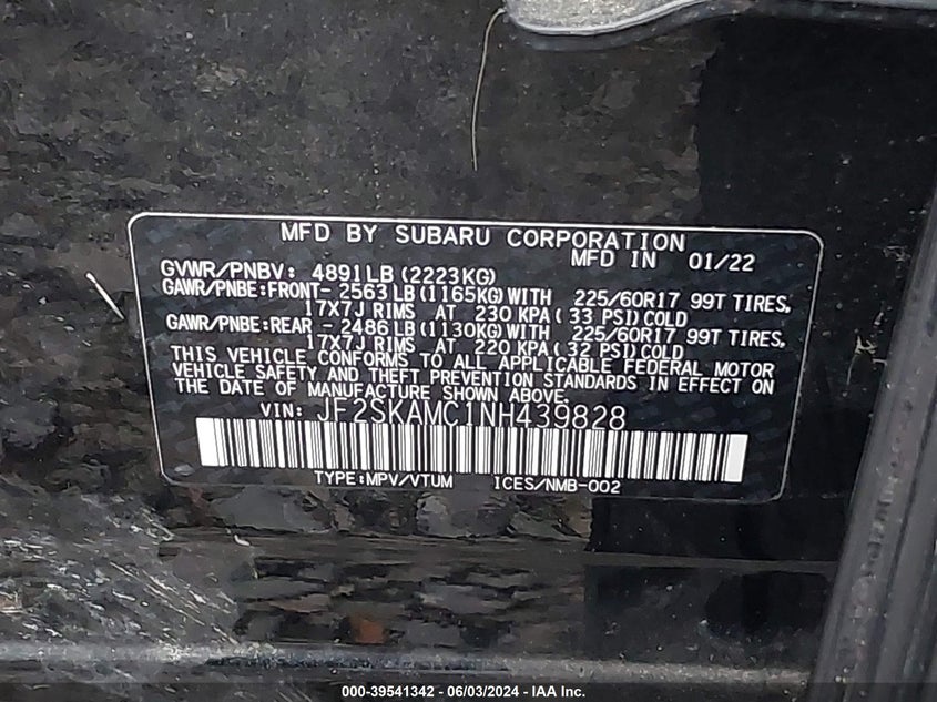 2022 SUBARU FORESTER WILDERNESS - JF2SKAMC1NH439828