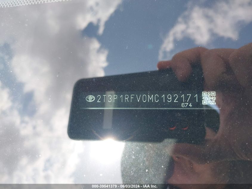 2021 Toyota Rav4 Xle VIN: 2T3P1RFV0MC192171 Lot: 39541379