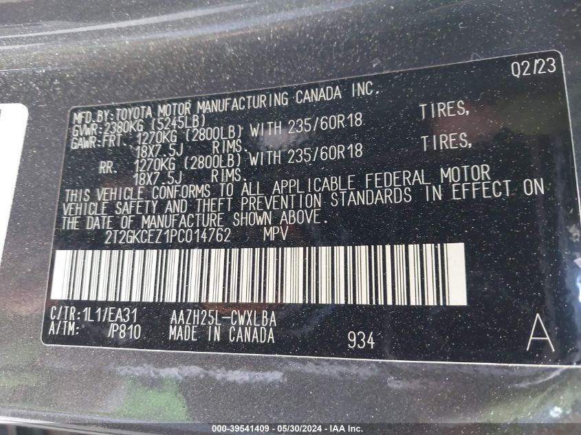 2023 Lexus Nx 350H Premium VIN: 2T2GKCEZ1PC014762 Lot: 39541409