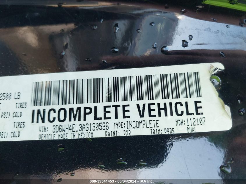 2010 Dodge Ram 3500 Hd Chassis St/Slt VIN: 3D6WH4EL3AG130536 Lot: 39541453