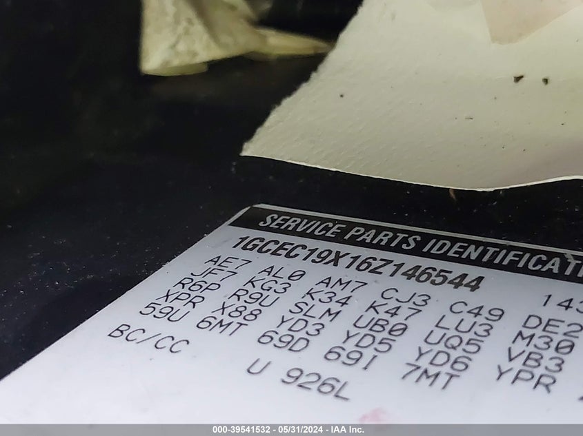 2006 Chevrolet Silverado 1500 Ls VIN: 1GCEC19X16Z146544 Lot: 39541532