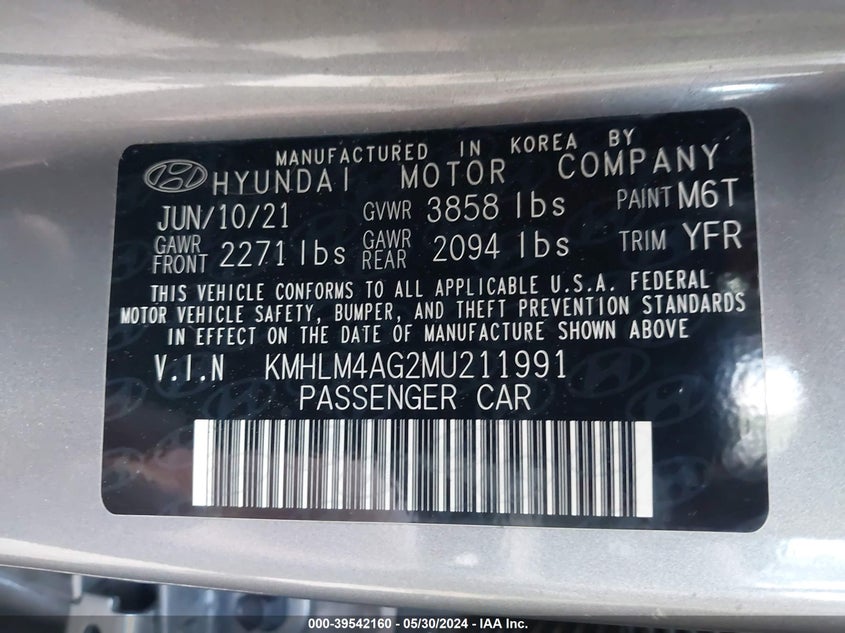 KMHLM4AG2MU211991 2021 Hyundai Elantra Sel