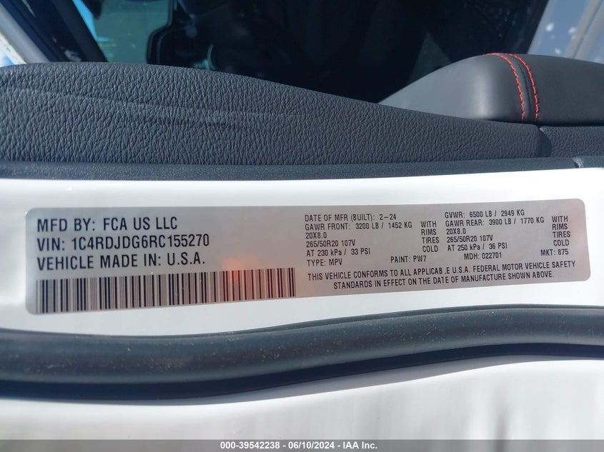2024 DODGE DURANGO GT PLUS AWD - 1C4RDJDG6RC155270