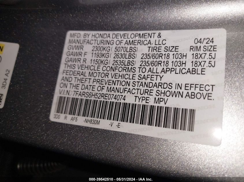 7FARS6H52RE074074 2024 Honda Cr-V Hybrid Sport