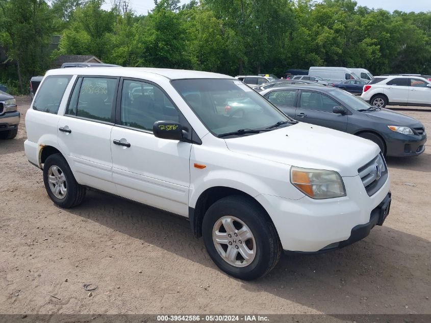 2006 Honda Pilot Lx VIN: 2HKYF18156H508206 Lot: 39542586