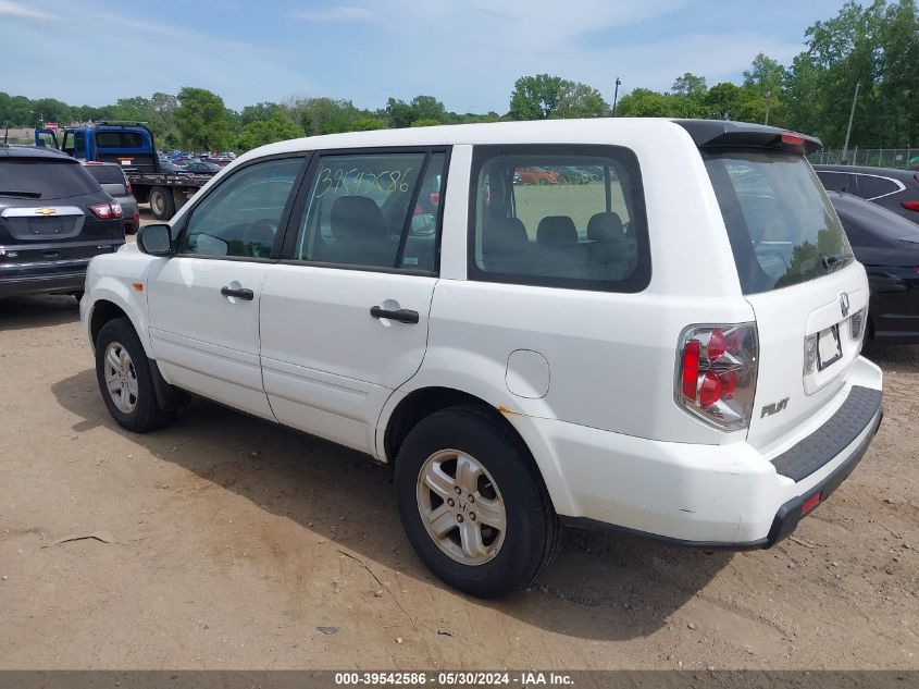 2006 Honda Pilot Lx VIN: 2HKYF18156H508206 Lot: 39542586