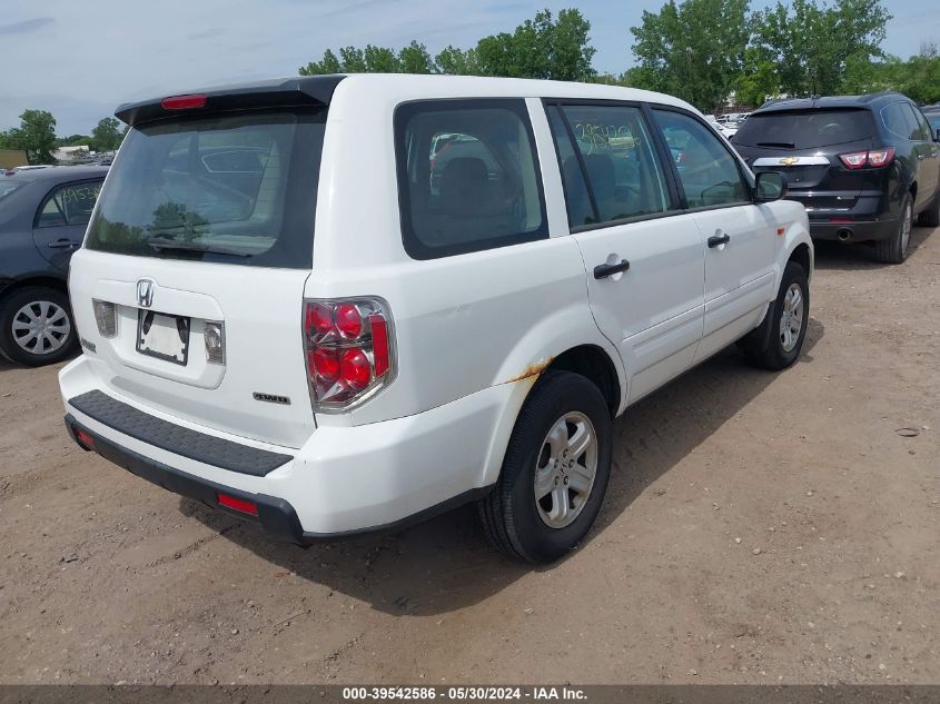 2006 Honda Pilot Lx VIN: 2HKYF18156H508206 Lot: 39542586