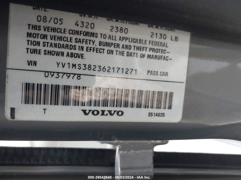 YV1MS382362171271 2006 Volvo S40 2.4I