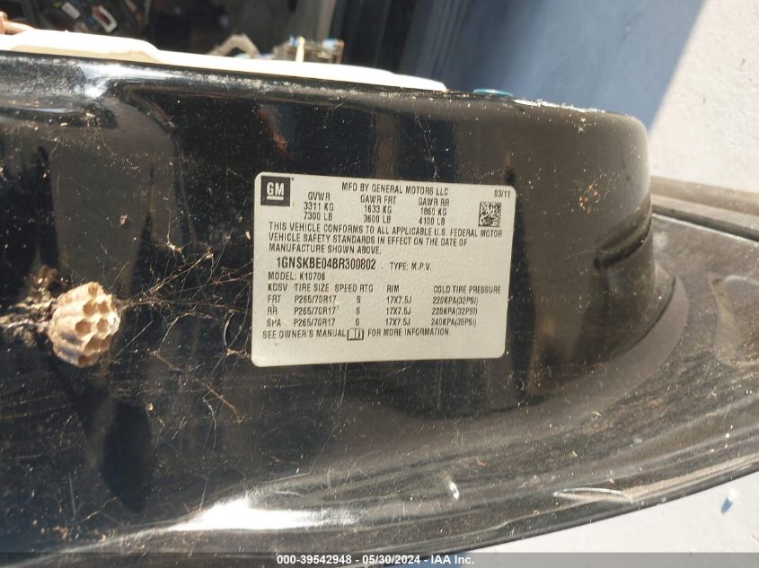 2011 Chevrolet Tahoe Lt VIN: 1GNSKBE04BR300802 Lot: 39542948