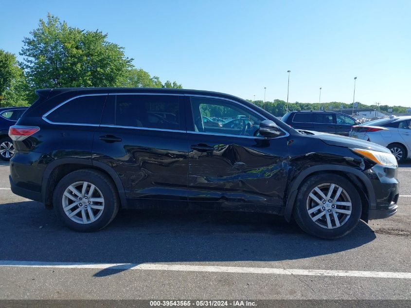 2015 Toyota Highlander Le V6 VIN: 5TDBKRFH0FS140690 Lot: 39543565