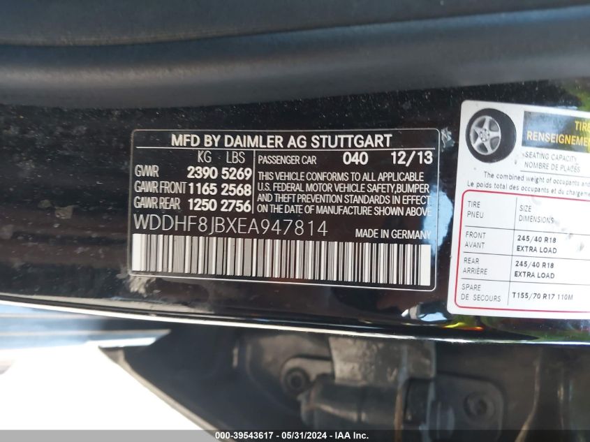 WDDHF8JBXEA947814 2014 Mercedes-Benz E 350 4Matic