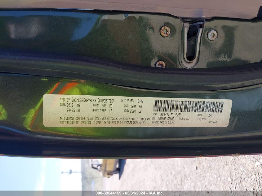 2007 Jeep Compass Sport VIN: 1J8FT47W17D119299 Lot: 39544159