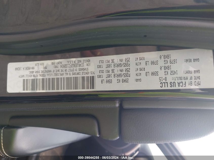 2015 Jeep Grand Cherokee Limited VIN: 1C4RJEBG2FC132034 Lot: 39544255