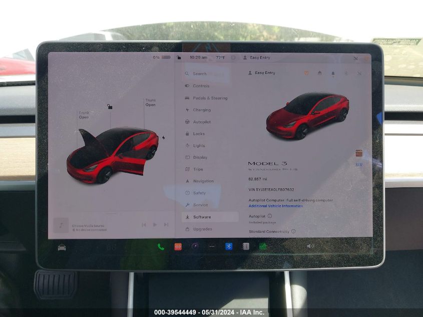 2020 Tesla Model 3 Standard Range Plus Rear-Wheel Drive/Standard Range Rear-Wheel Drive VIN: 5YJ3E1EA0LF807632 Lot: 39544449