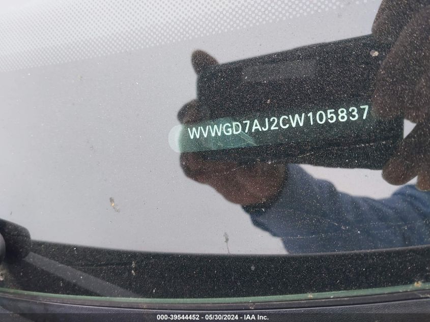 2012 Volkswagen Gti 4-Door VIN: WVWGD7AJ2CW105837 Lot: 39544452