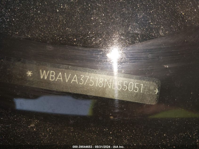 2008 BMW 328I VIN: WBAVA37518NL55051 Lot: 39544653
