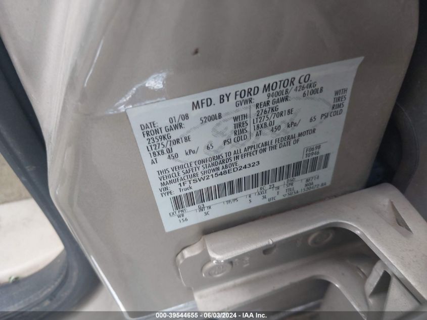 2008 Ford F-250 Fx4/King Ranch/Lariat/Xl/Xlt VIN: 1FTSW21548ED24323 Lot: 39544655