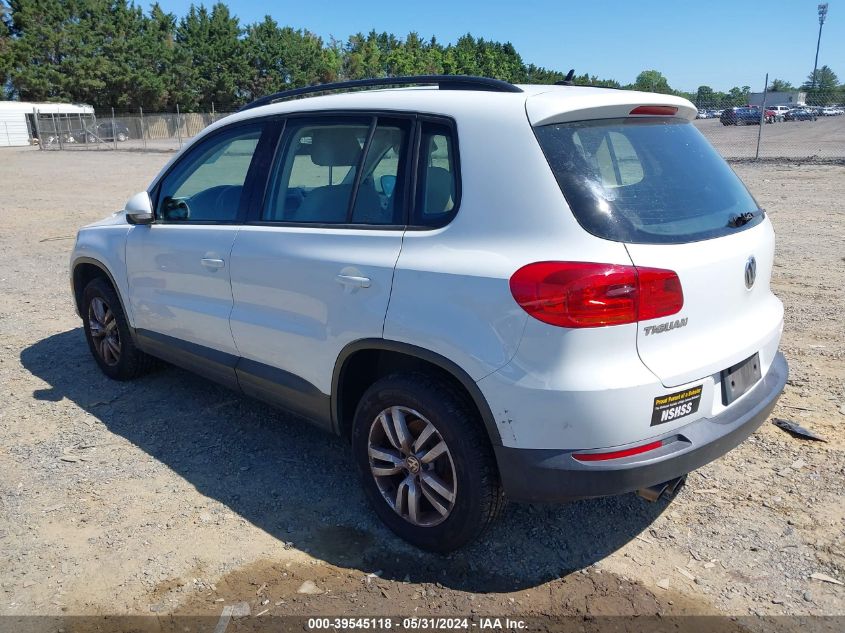 2016 Volkswagen Tiguan S VIN: WVGAV7AX9GW519190 Lot: 39545118