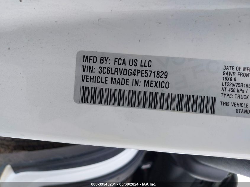 2023 Ram Promaster 2500 High Roof 159 Wb VIN: 3C6LRVDG4PE571829 Lot: 39545231