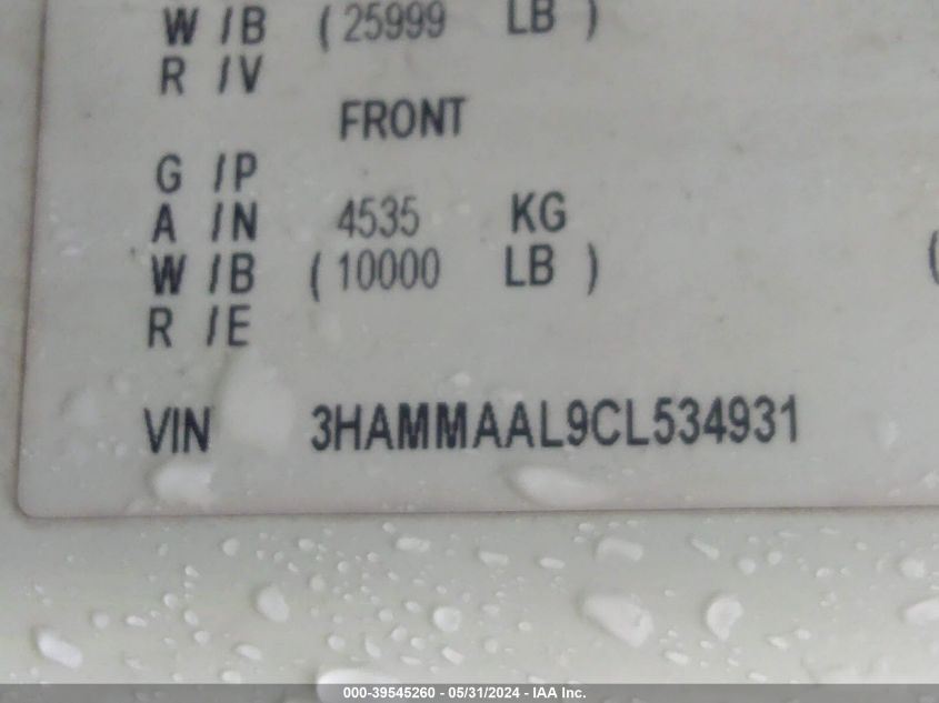 2012 International 4000 4300 VIN: 3HAMMAAL9CL534931 Lot: 39545260