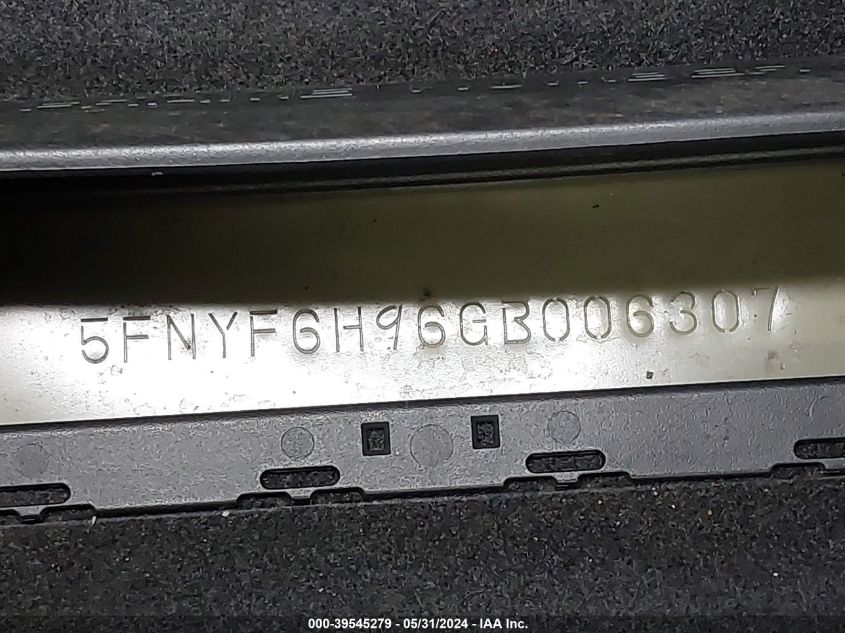 2016 Honda Pilot Touring VIN: 5FNYF6H96GB006307 Lot: 39545279