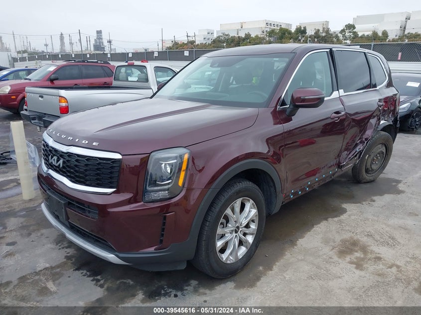 2022 Kia Telluride Lx VIN: 5XYP2DHC2NG218800 Lot: 39545616