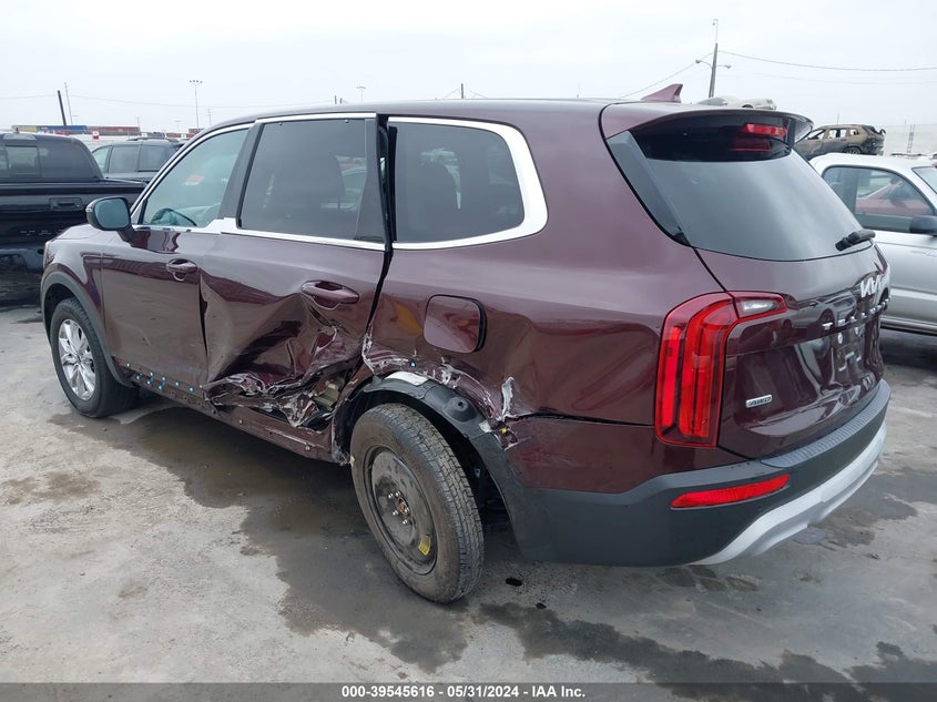 2022 Kia Telluride Lx VIN: 5XYP2DHC2NG218800 Lot: 39545616
