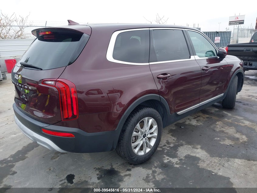 2022 Kia Telluride Lx VIN: 5XYP2DHC2NG218800 Lot: 39545616