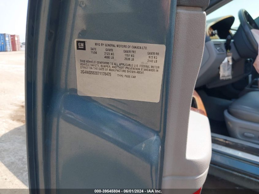 2007 Buick Lacrosse Cxl VIN: 2G4WD582871178475 Lot: 39545804