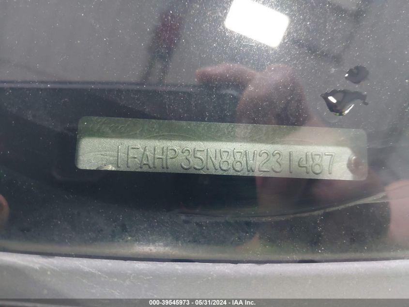 2008 Ford Focus Se/Ses VIN: 1FAHP35N88W231487 Lot: 39545973