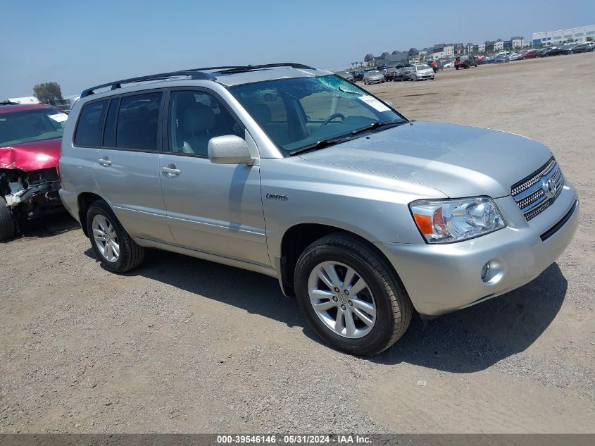 2006 Toyota Highlander Hybrid Limited V6 VIN: JTEEW21A660017008 Lot: 39546146