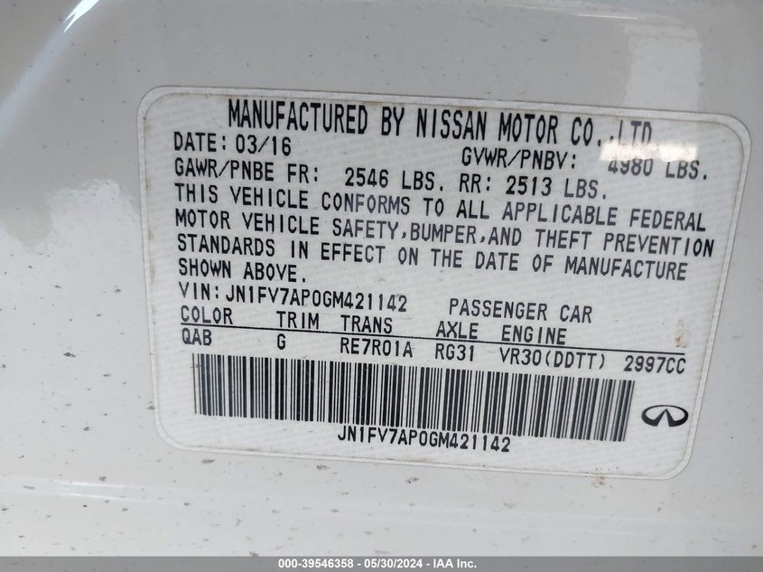 2016 INFINITI Q50 3.0T RED SPORT 400 - JN1FV7AP0GM421142