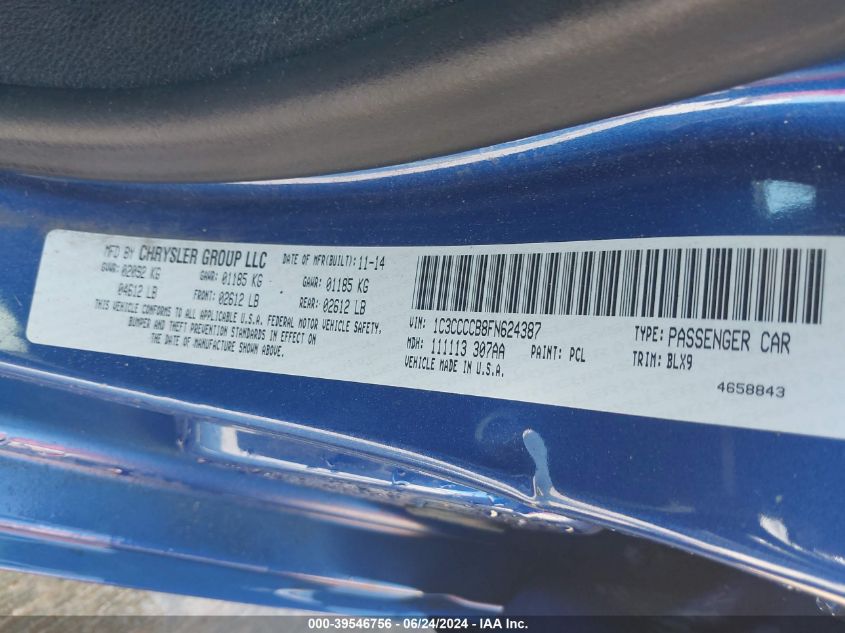 2015 Chrysler 200 C VIN: 1C3CCCCB8FN624387 Lot: 39546756