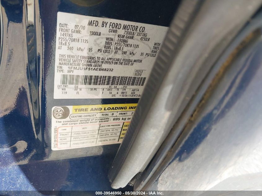 2010 Ford Expedition Xlt VIN: 1FMJU1F51AEB68232 Lot: 39546950